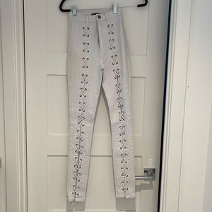White XS lace up jeans